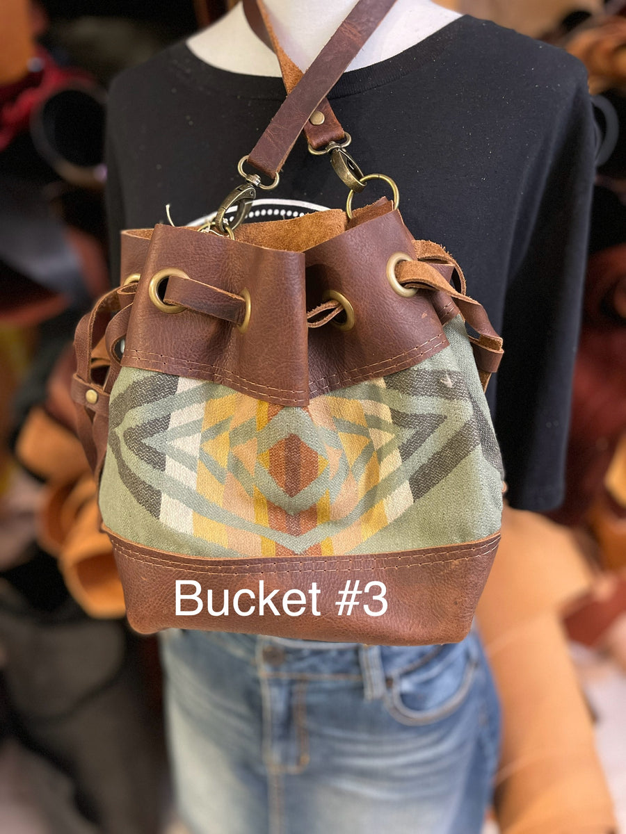 Leather and Pendleton Bucket Bags Two Guns Leather Co.