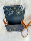 Navy and English Tan Dragonfly Bag