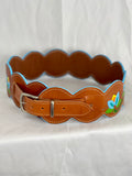 Tooled Floral Ribbon Skirt Belt
