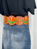 Tooled Ribbon Skirt Belt (Red)