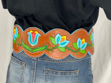 Tooled Floral Ribbon Skirt Belt
