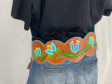 Tooled Floral Ribbon Skirt Belt
