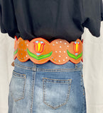 Tooled Ribbon Skirt Belt (Red)