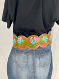 Tooled Floral Ribbon Skirt Belt