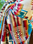 Turquoise Queen Size Alpaca Wool Native Design Blanket
