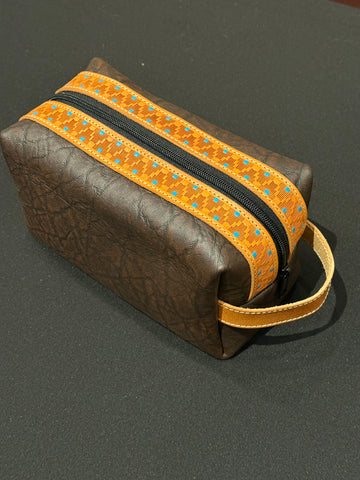 Dark Embossed Elephant Dopp Kit