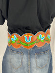 Tooled Floral Ribbon Skirt Belt