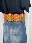 Tooled Ribbon Skirt Belt (Red)
